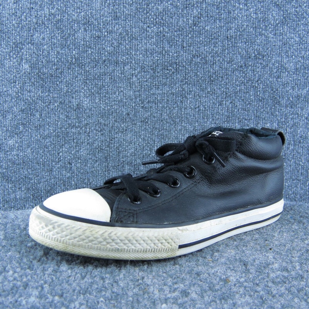 Converse Boys Sneaker Shoes Athletic Black Leather Lace Up Size Y 5 Medium